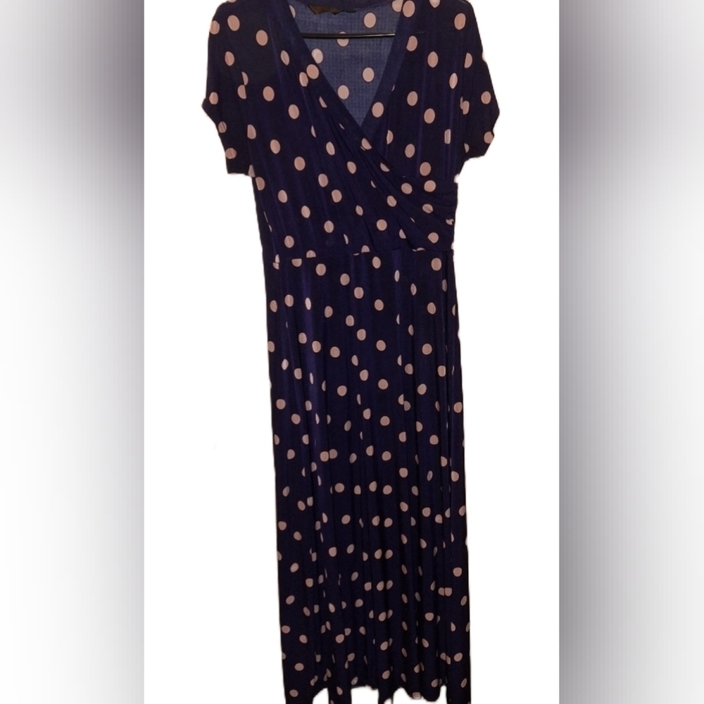 Blue Polka Dot Maxi Dress Large